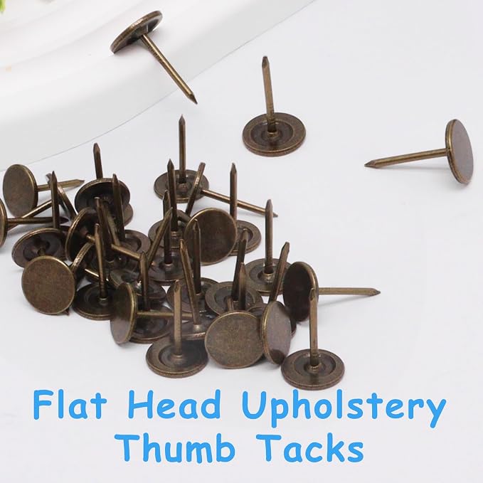 100Pcs Upholstery Tacks, Vintage Flat Head Thumb Tacks Upholstery Nails - Image 4