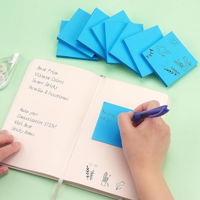 Sticky Notes 3x3 Self-Stick Notes Bright Colors Sticky Notes 8 Pads 80 Sheet/Pad - Image 7