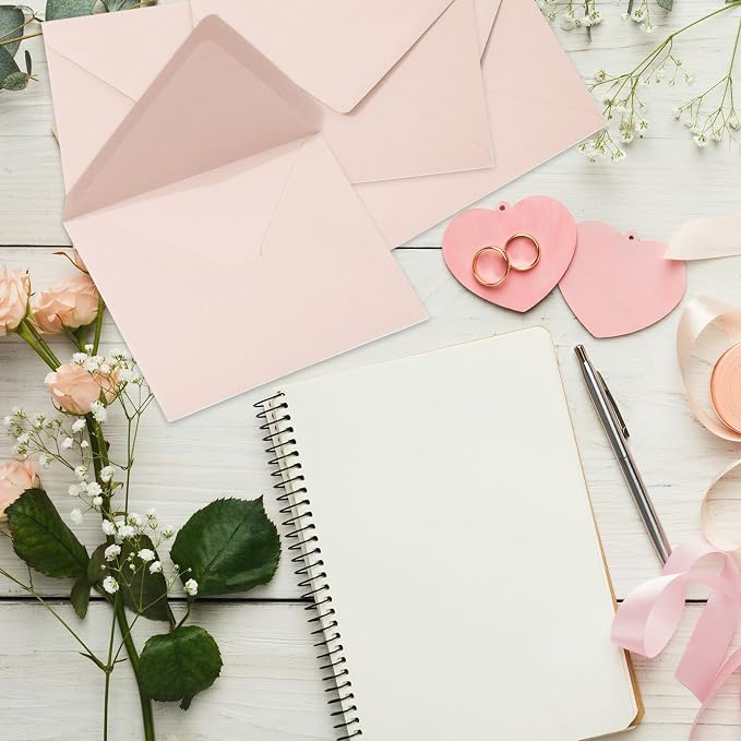 Whaline 50Pcs A7 Invitation Envelopes Set Blush Pink Greeting Card Envelopes - Image 5