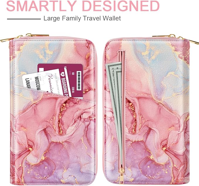 Family Passport Holder Wallet RFID Blocking Document Organizer PU Leather - Image 3
