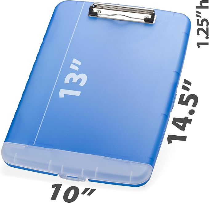 Officemate Slim Clipboard Storage Box, Translucent Blue - Image 3