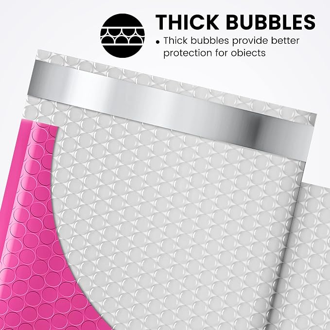 Fuxury Pink Bubble Mailers 6x10 Inch 500 Pack Usable Size 6x9 Padded Envelopes - Image 3