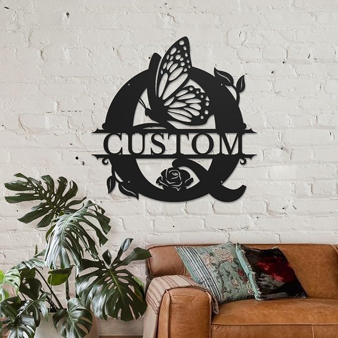 Personalized Custom Letter Name metal Signs, Custom Black Letter Monogram Wall - Image 3
