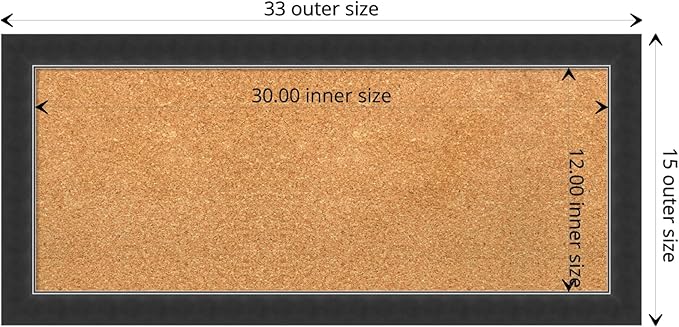 Amanti Art Natural Cork Board for Wall, 15x33 Vision Board with Black Wood Frame, Medium Corkboard Office Decor for Home Organization, Modern Contemporary Corkboard Pinboard to display items for home-DeskLoop Office