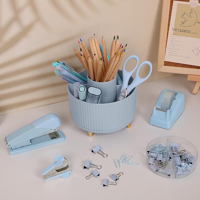 SKYDUE Desk Organizers and Accessories 10Pcs, 360-Degree Rotating Pen Holder - Image 4