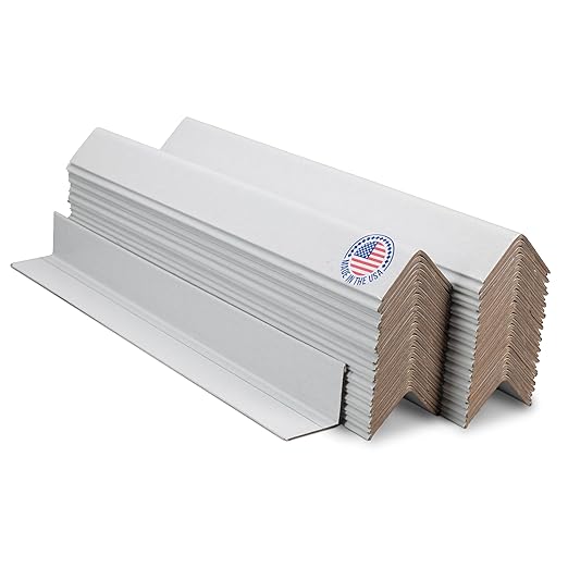 IDL Packaging Cardboard Edge Protector 2" X 2" X 18", Pack of 50 - V-Board Reinforced Cardboard Corners for Shipping - White Kraft Cardboard Corners for Packing - Moving Corner Protectors-DeskLoop Office