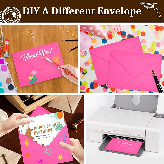 50 Pack A7 Envelopes, Rose Greeting Card Envelopes Self Seal, 5.24 x 7.24 in - Image 6