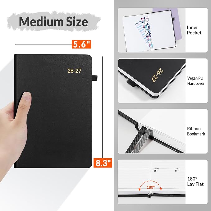 SUNEE 2026-2027 Weekly & Monthly Hardcover Planner 5.5" x 8.3" - Image 4