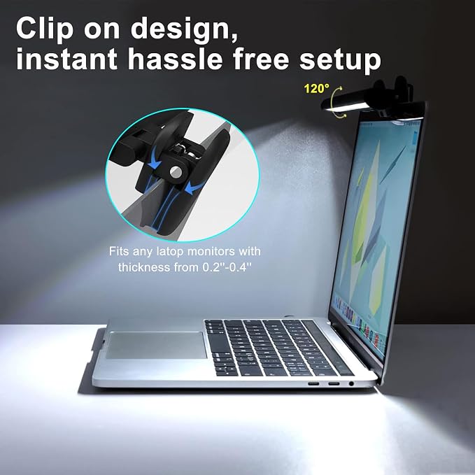 Wodgreat Laptop Monitor Lamp, LED Screen Light Bar, Adjustable Brightness & - Image 4