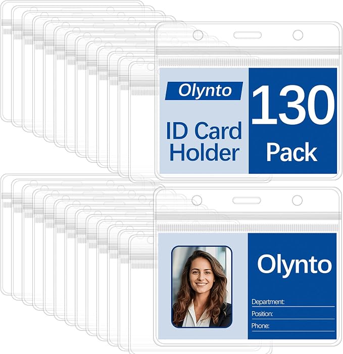 130 Pack Clear Horizontal Plastic Badge Holders by OfficeandTravelmust-haves