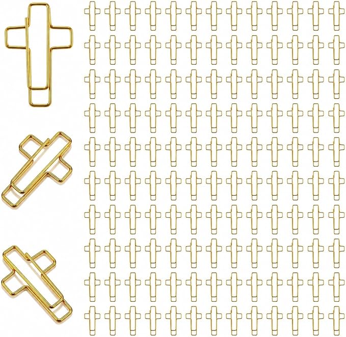 150 Pack Gold Cross Paper Clips, Decorative Paper Clips and Bookmarks by Unknown