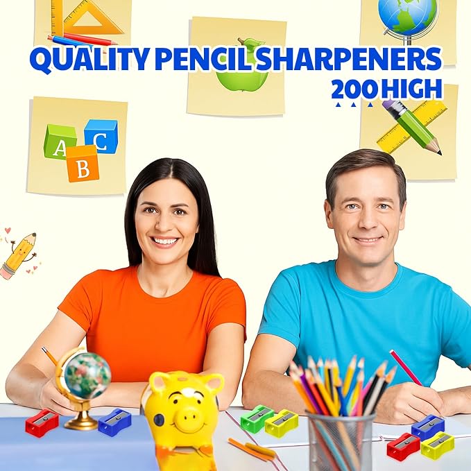 Fainne 200 Pcs Pencil Sharpeners Bulk, Mini Manual Pencil Sharpeners Handheld - Image 3