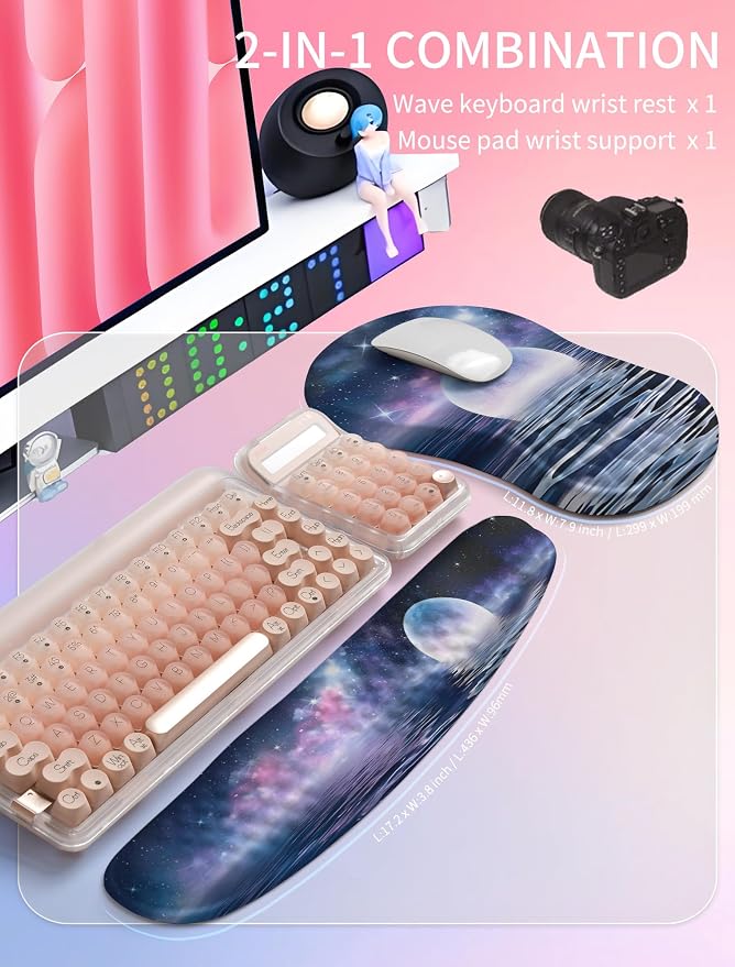 Hokafenle 2in1 Combination, Wave Keyboard Wrist Rest and Ergonomic Curvature - Image 5