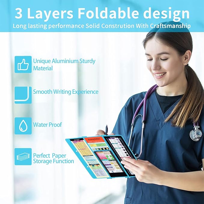 Nursing Clipboard Foldable Clipboard Pocket Size:Nursing Edition Cheat Sheets - Image 4