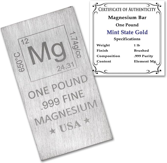 1 lb Pound Magnesium Bar .999 Pure Paperweight by MintStateGold