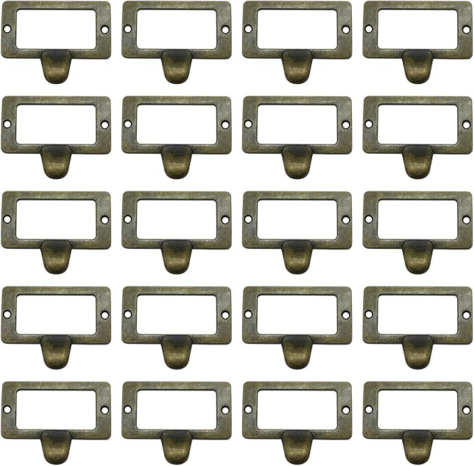 WEICHUAN 20-Pack Zinc Alloy Antique Bronze Label Frame Drawer Pulls -Vintage by WEICHUAN