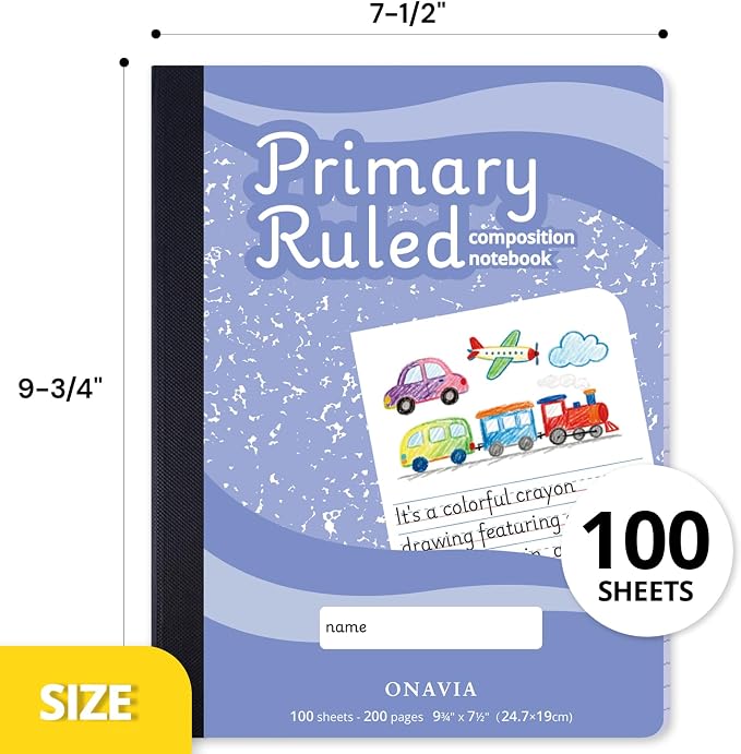 ONAVIA Primary Composition Notebook K-2, Primary Ruled Journal - Image 6