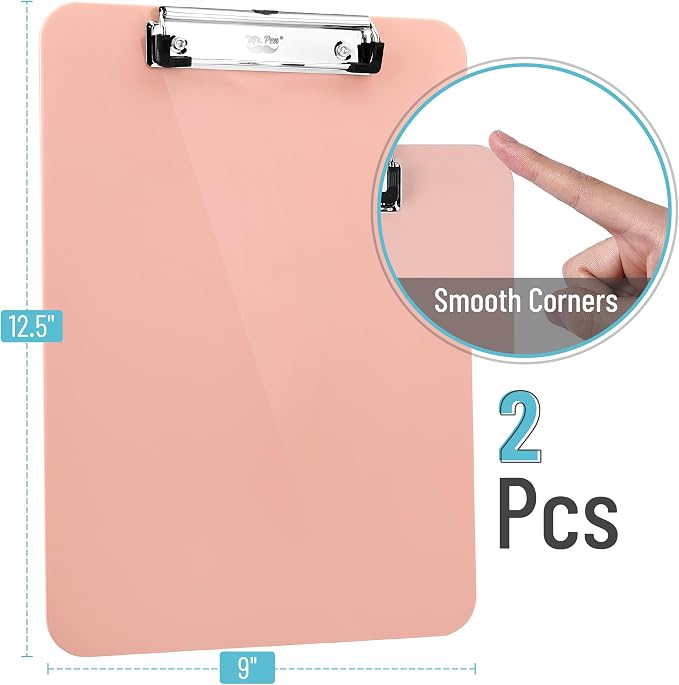 Mr. Pen- Plastic Clipboard, 12.5" x 9", 2 Pack, Clipboard Plastic | Low-Profile - Image 2
