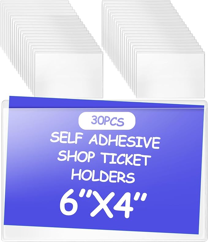 Outus 30 Pcs Self Adhesive Shop Ticket Holders Clear Plastic Sleeves Adhesive by Outus
