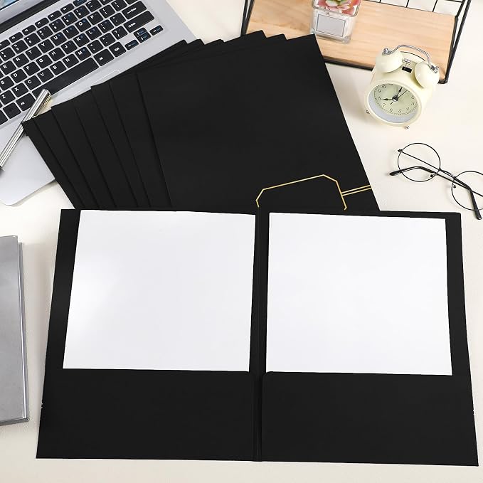 Kisston 50 Pack Executive Twin Pocket Folders Letter Size Black - Image 6