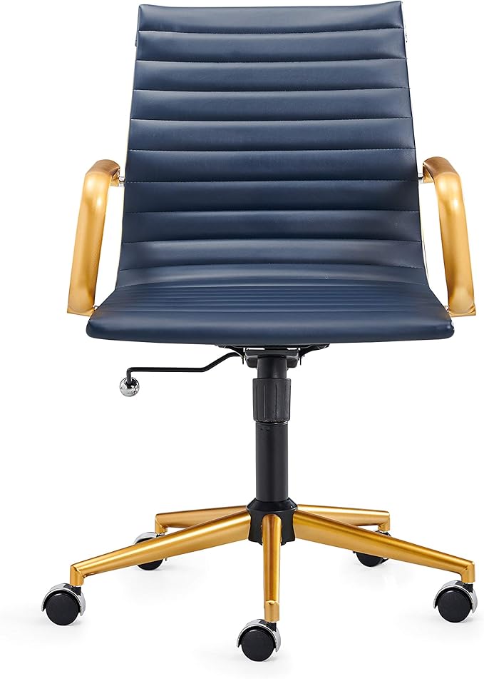 Chair, Desk Computer Chair ，with Armrests ，Ergonomic Office Chair for Home and Office, 17.32 x 22.83 x 35.43 inches, Multiple Colors (Gold Navy)-DeskLoop Office