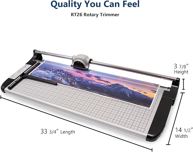 United Office Products RT26 Commercial Rotary Paper Trimmer, Sturdy Metal Base, 26" Cut Length, 15 Sheet Capacity, Paper Cutter for Offices, Schools and Crafts-DeskLoop Office