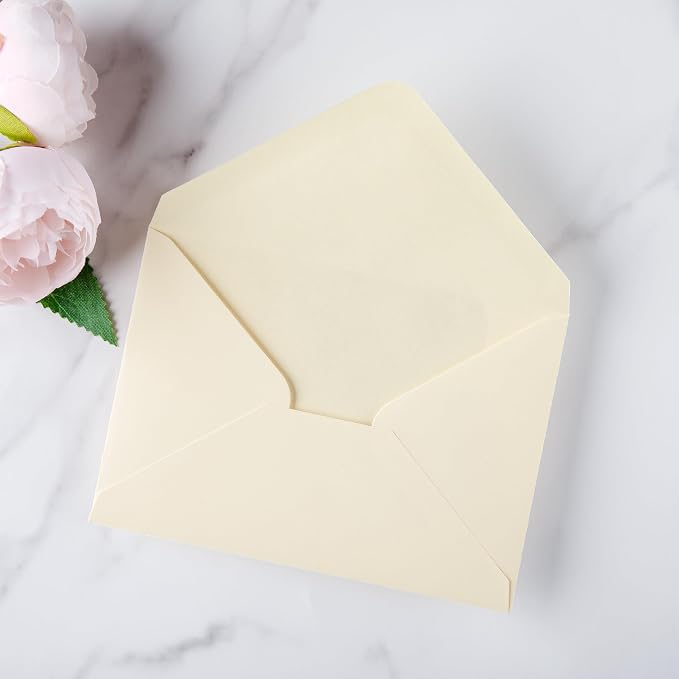 PONATIA 50 Pack A1 Envelopes, 3.62 x 5.12'' Cream Envelopes Perfect - Image 6