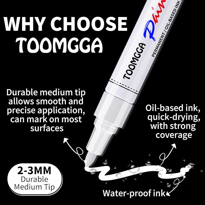 TOOMGGA White Paint Pens Permanent Paint Markers - Image 3