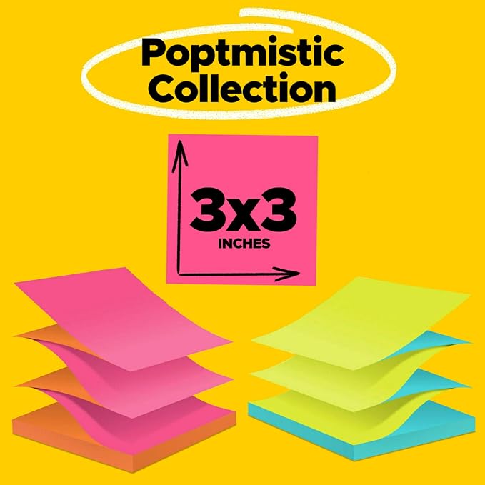Post-it Pop-up Notes, 12 Sticky Note Pads, 3 x 3 in., School Supplies, Office - Image 2