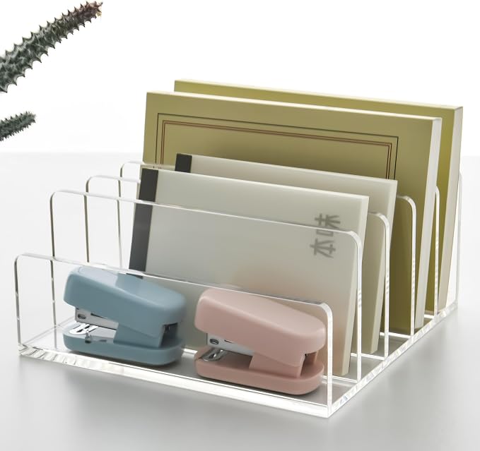 5 Compartments Clear Acrylic Mail Holder – Vertical Letter Sorter & - Image 9