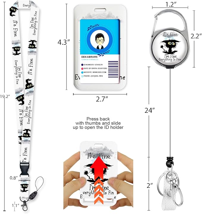 Id Badge Holder with Lanyard, I'm Fine Everything is Fine Lanyards - Image 5