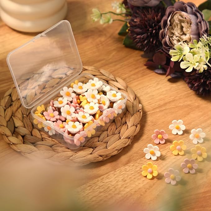 Sawysine 60 Pcs Cute Push Pins Decorative Push Pins Thumb Tacks Colorful Flower - Image 4