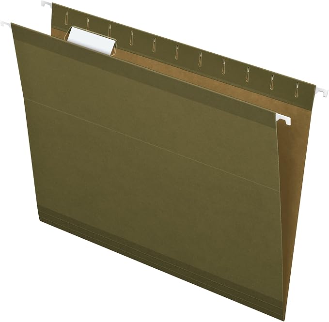 Pendaflex Reinforced Hanging Folders, Letter Size, Standard Green, 1/5 Cut by TOPSProducts