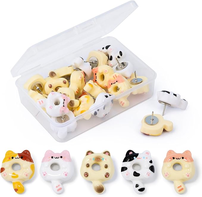 Decorative Cute Push Pins for Bulletin Board, Thumb Tacks, Cork Board Desk Wall by krastmon