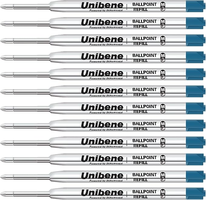 Unibene Parker Compatible Ballpoint Refills 12 Pack, 1.0mm Medium Point-Blue by UNIBENE