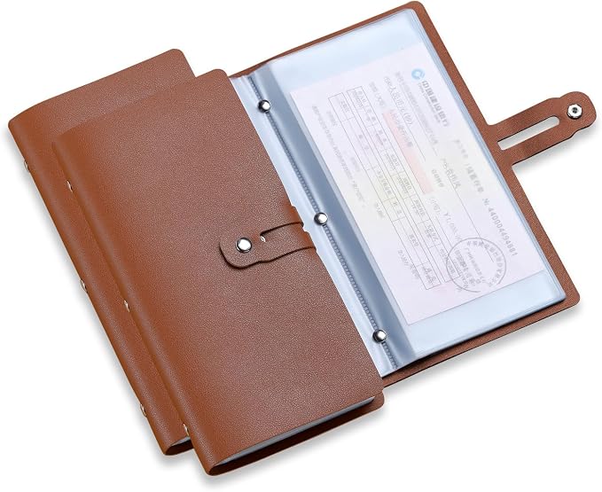 Leather Receipt Organizer, Portable Receipt Holder by Romozi