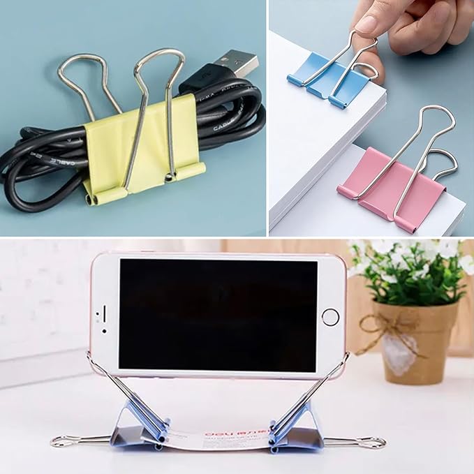 Extra Large Binder Clips 2 Inch (48 Pack), Colored Big Paper Clamps with Box Giant Binder Clips for Office and Home Supplies-DeskLoop Office