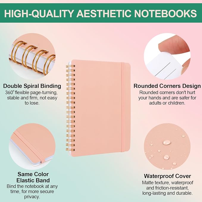 Utron 3 PCS Small Spiral Notebook 5x7, Notebooks - Image 3