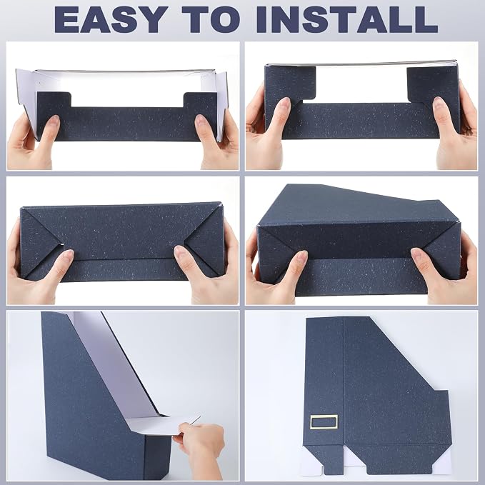 Gueevin Set of 6 Magazine File Holders, Sturdy Cardboard Desk Magazine Organizer - Image 4