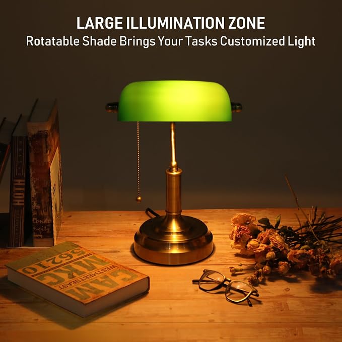 TORCHSTAR Green Glass Bankers Desk Lamp - Image 5