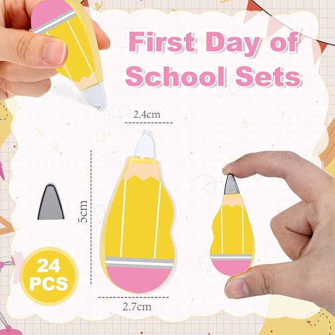 24 PCS Back to School Correction Tape Pencil Style Correction Tape Mini White - Image 3