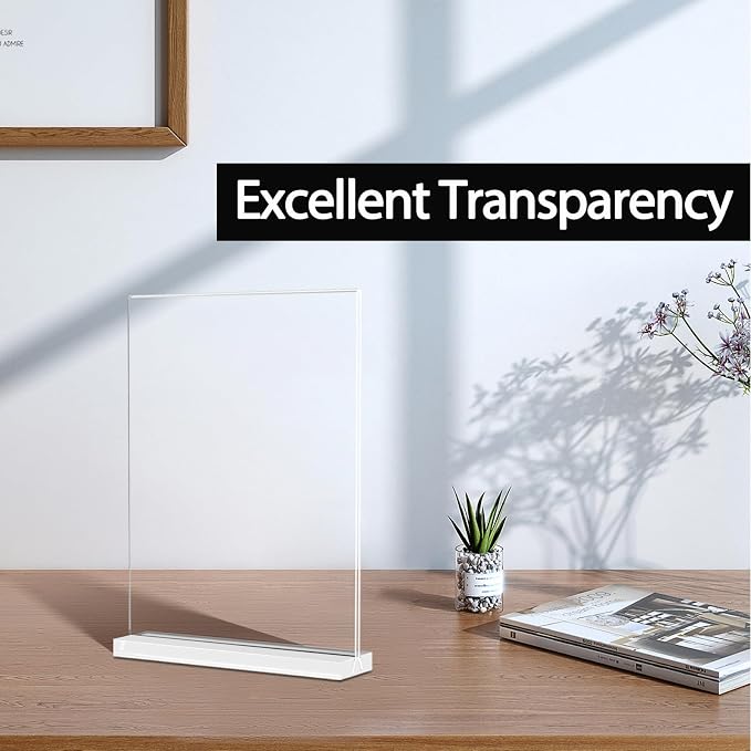 KOOLDE Acrylic Sign Holder 8.5x11 Inches 2 Pack T Shape Desktop Display Stand - Image 2