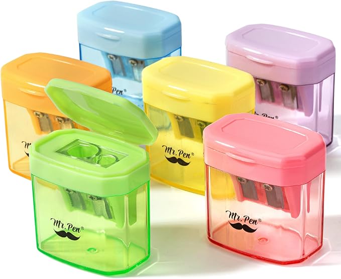 Mr. Pen- Manual Pencil Sharpener, 6 Pack, Dual Holes | Compatible by MrPen