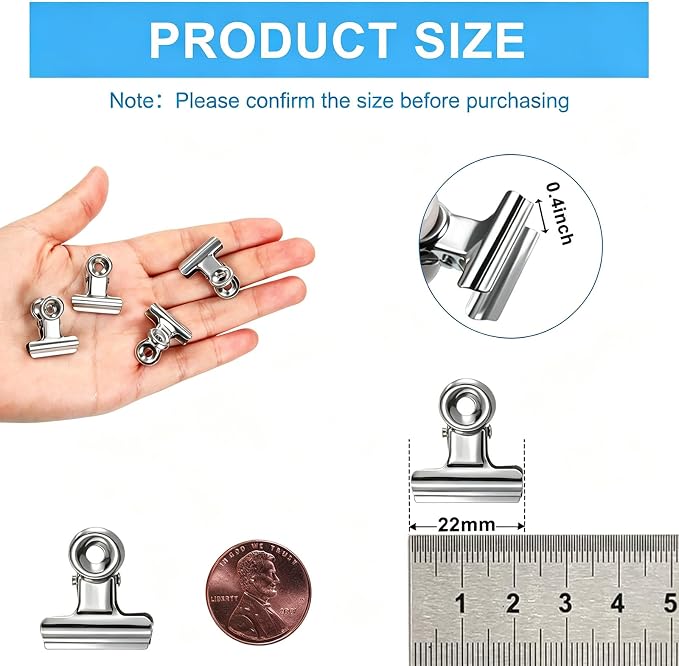 60 Pcs Metal Bulldog Clips, Tiny Metal Binder Paper Clips - Image 2