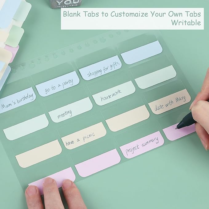 316 PCS Index Tabs, 10 Sheets, 3 Sizes Divider Tabs Stickers, Self Adhesive Book Tabs, Page Marker Bookmark, Writable Tab Flags-DeskLoop Office