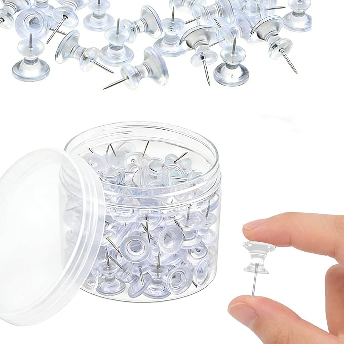 100 pcs Large Clear Push Pins for Bulletin Board by Unknown
