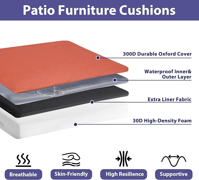 IPYNBAP Outdoor Chair Cushions Set of 4 -Waterproof Outdoor Seat Cushions - Image 2