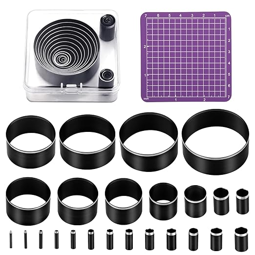 24 Pcs Leather Circle Dies Cutter Tool Set, Hole Punch Tools by yizzvb