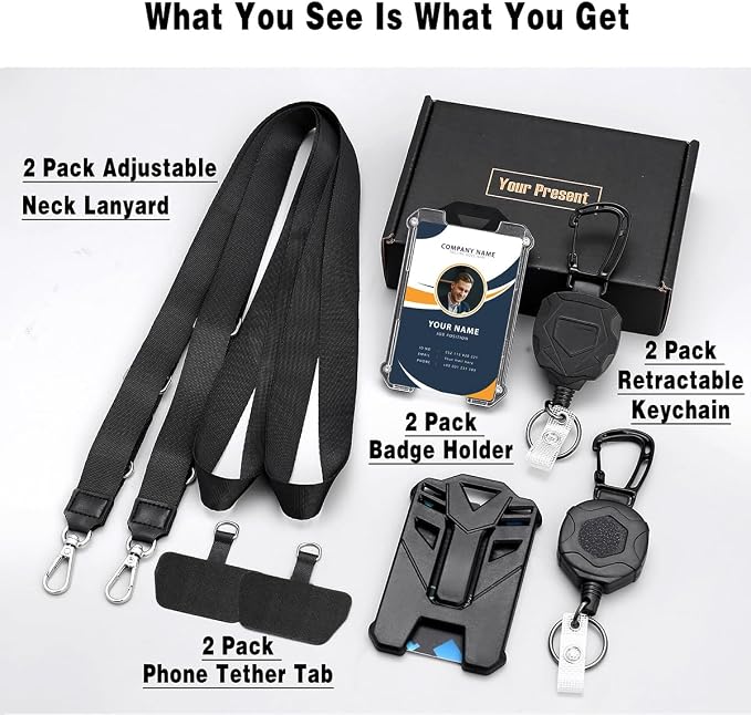 Badge Holder Retractable Clip Heavy Duty Carabiner Badge Reel Keychain - Image 2
