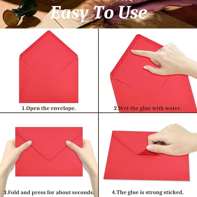 200 Pack Red A7 Envelopes, Christmas New Years Greeting Card Envelopes Self Seal - Image 4